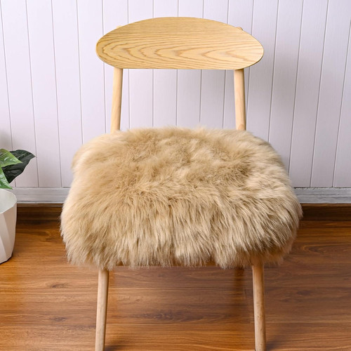 Beige faux fur sheepskin chair - faux,